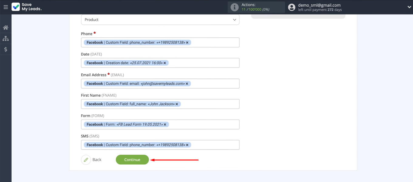 Facebook and Mailigen integration | Click “Continue” Facebook and Mailigen integration | Click “Continue”