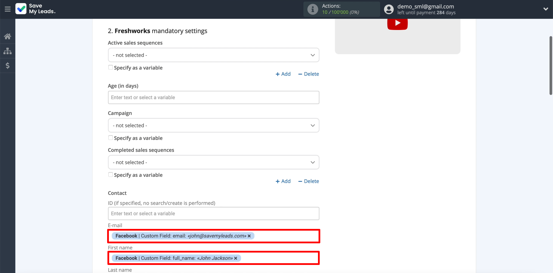 Facebook and Freshworks integration | Leave the extra fields blank Facebook and Freshworks integration | Leave the extra fields blank