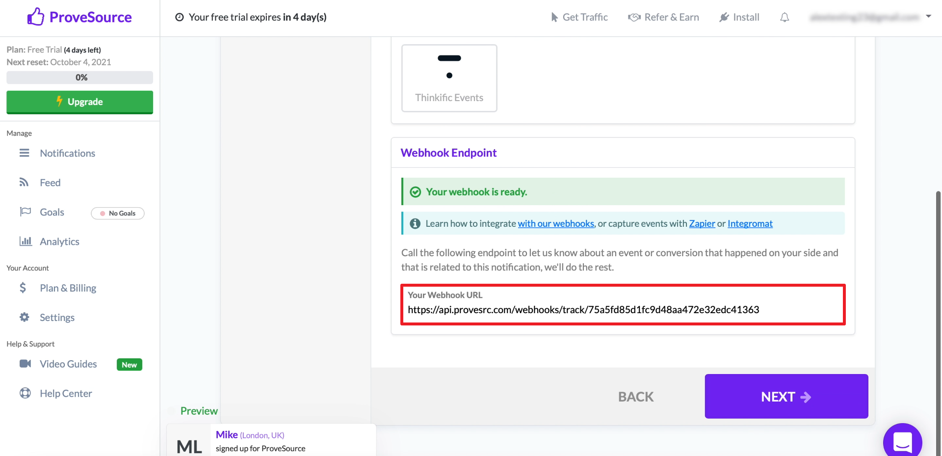 Facebook and Webhooks integration | Copying Webhooks URL Facebook and Webhooks integration | Copying Webhooks URL