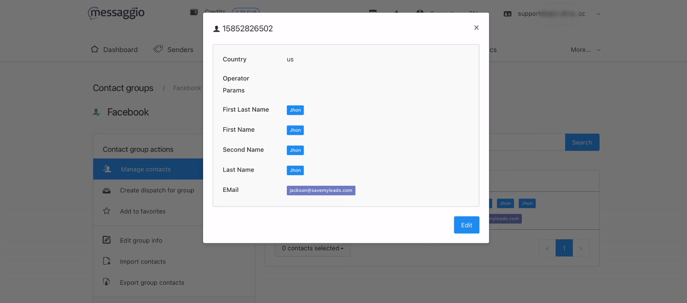 Facebook and Messaggio integration | Contact in Messaggio Facebook and Messaggio integration | Contact in Messaggio