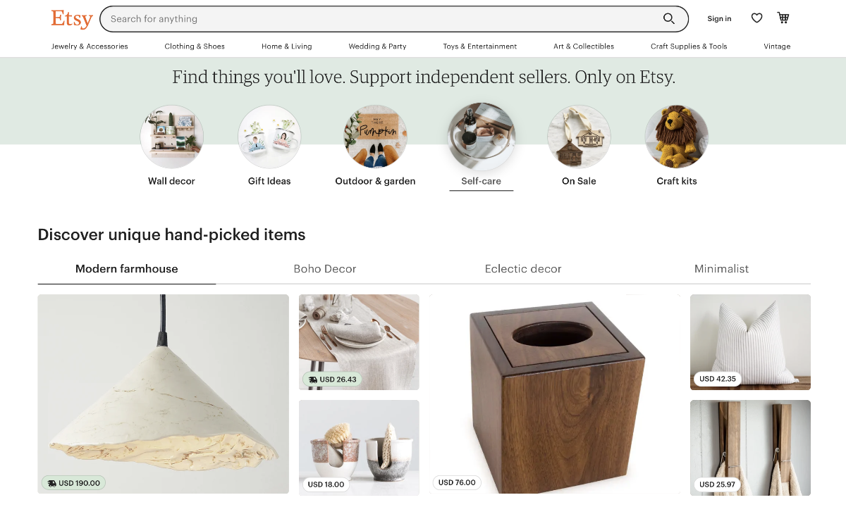 Etsy official web-site Etsy official web-site