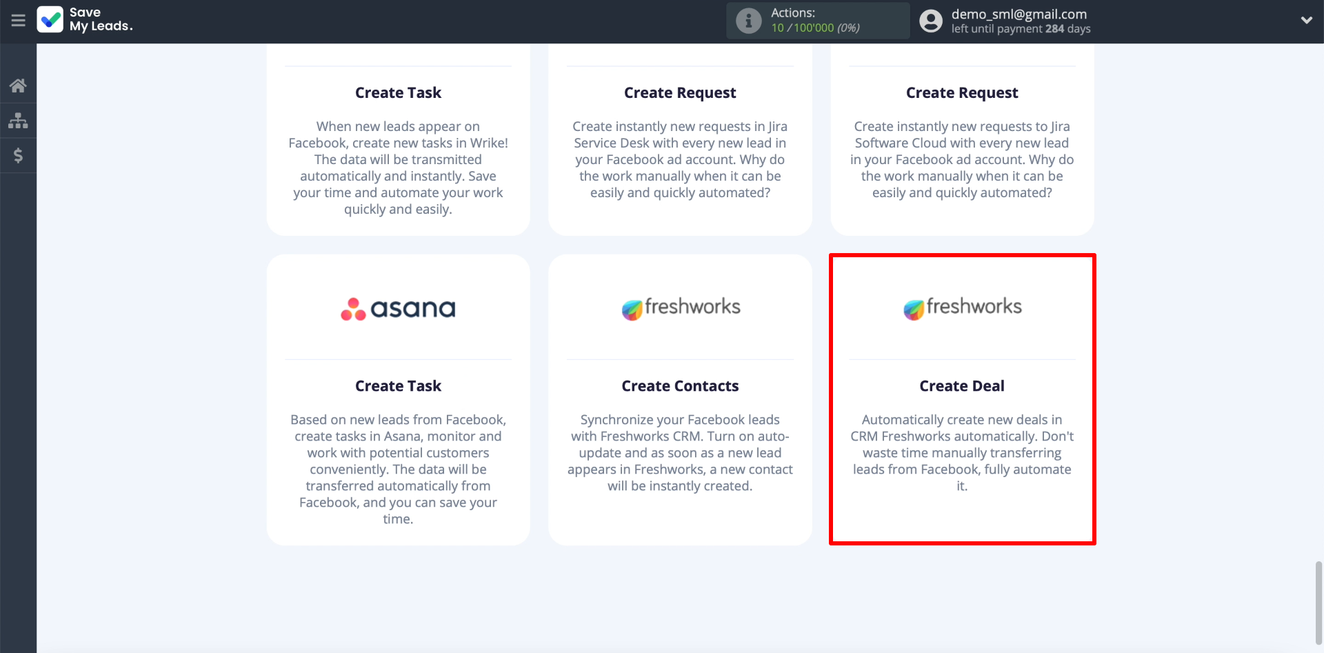 Facebook and Freshworks integration | Create deal Facebook and Freshworks integration | Create deal