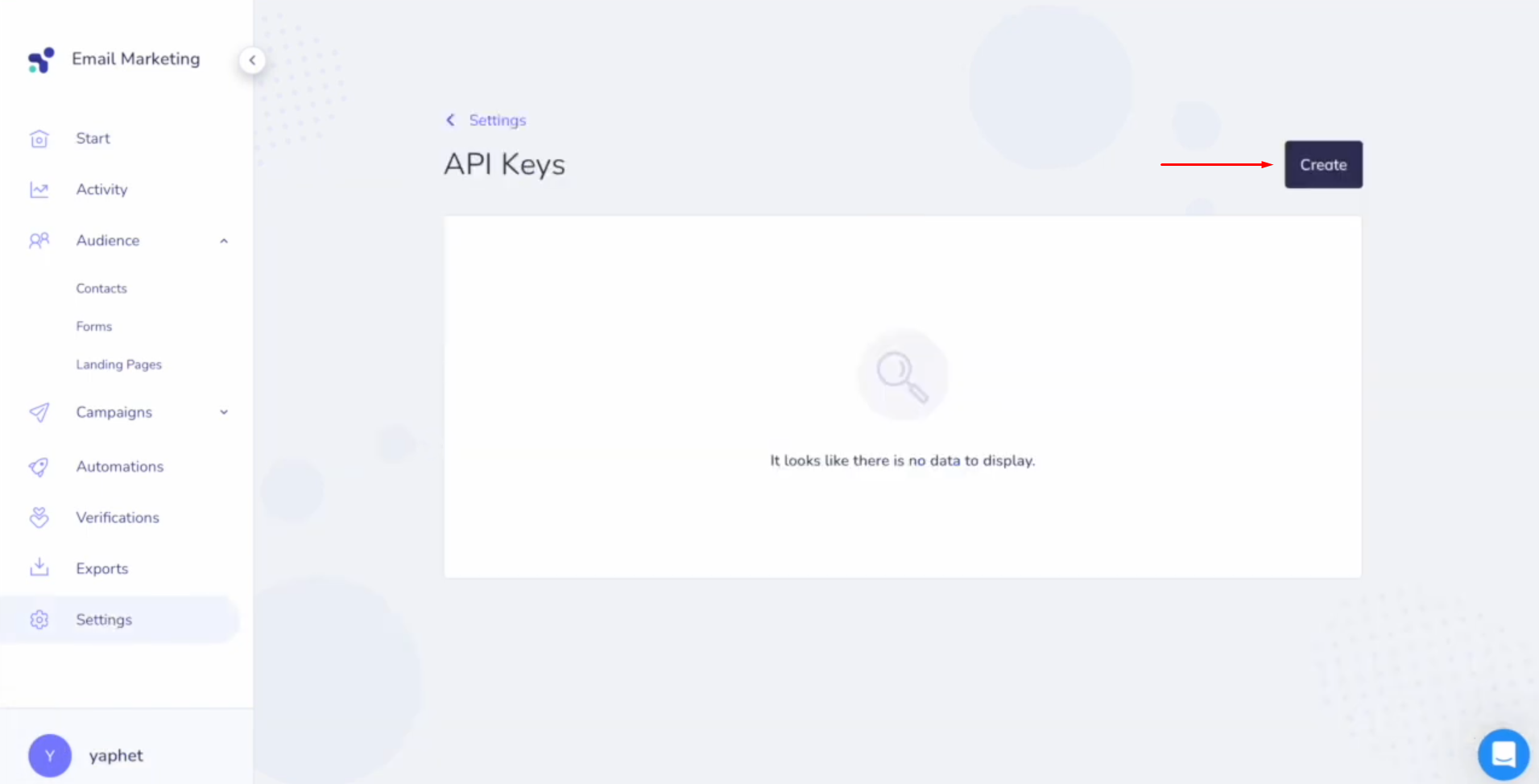 Elastic Email and Facebook integration | Click on “Create” Elastic Email and Facebook integration | Click on “Create”