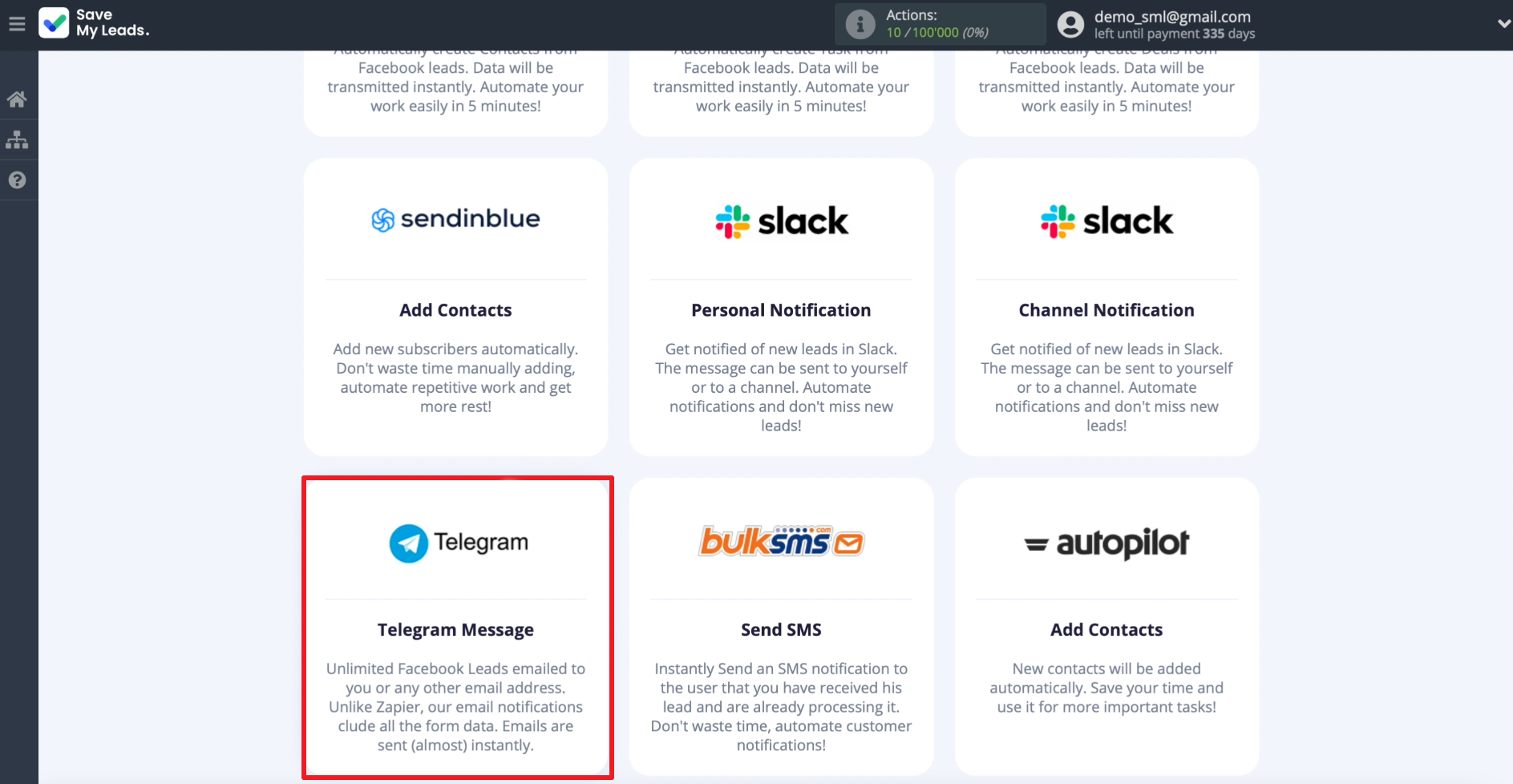 How to set up the upload of new leads from a Facebook advertising account in Telegram | Choosing a template How to set up the upload of new leads from a Facebook advertising account in Telegram | Choosing a template