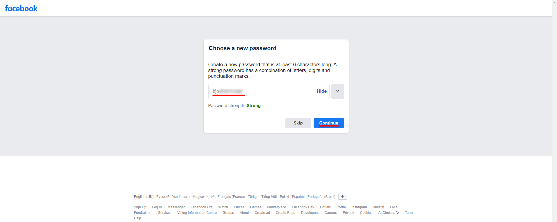 Choose a new password Choose a new password