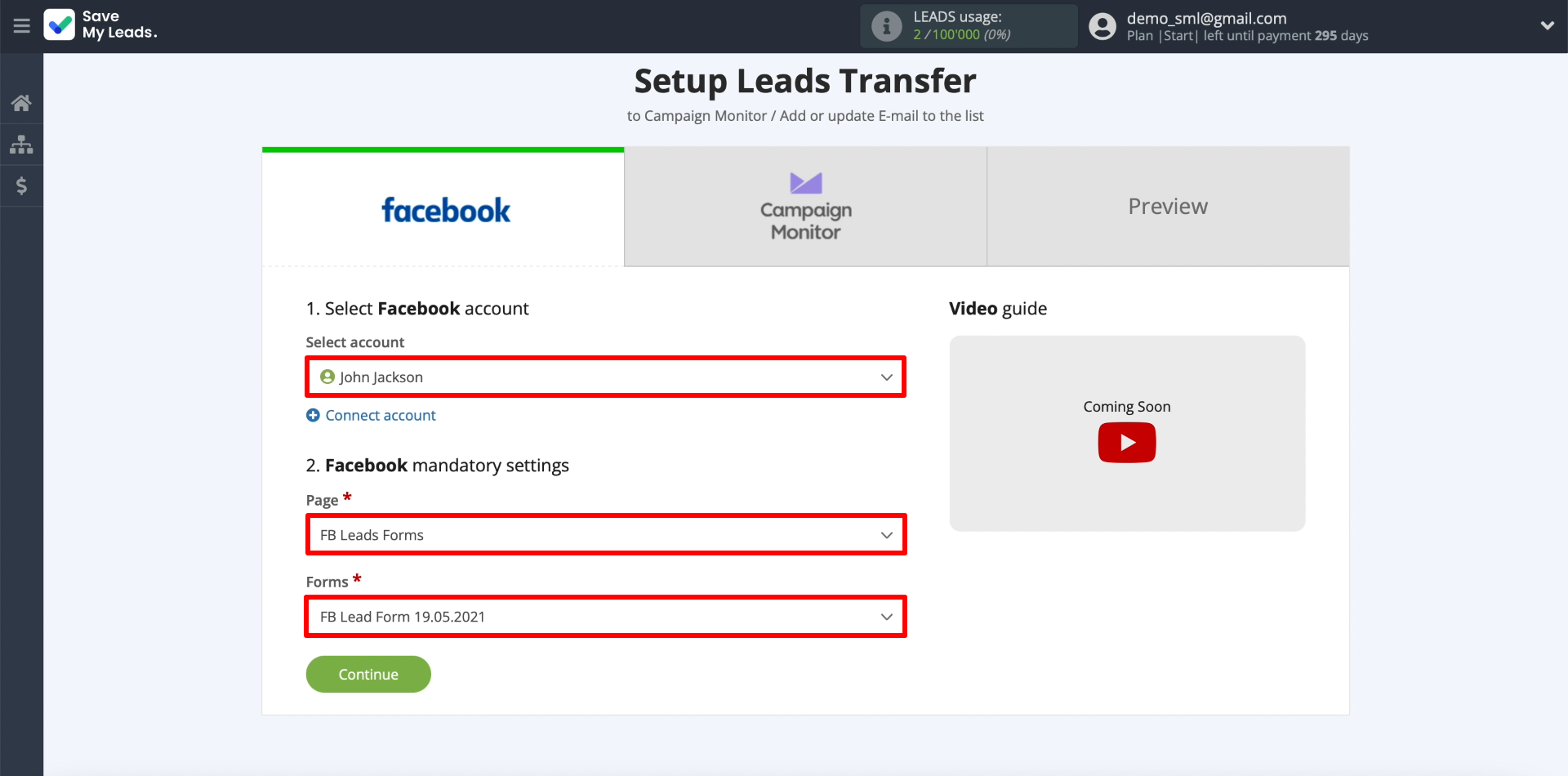 Facebook and Campaign Monitor integration | Setting up data upload Facebook and Campaign Monitor integration | Setting up data upload