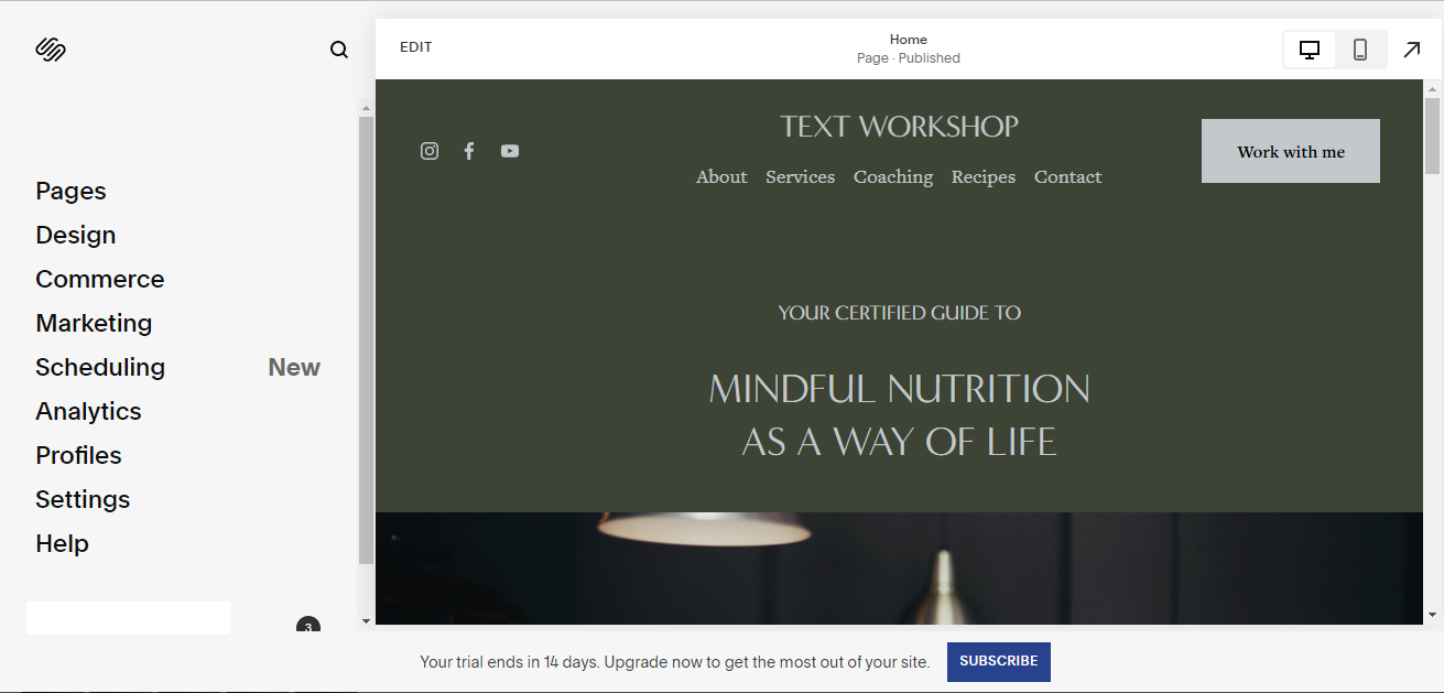 Workspace in Squarespace Workspace in Squarespace