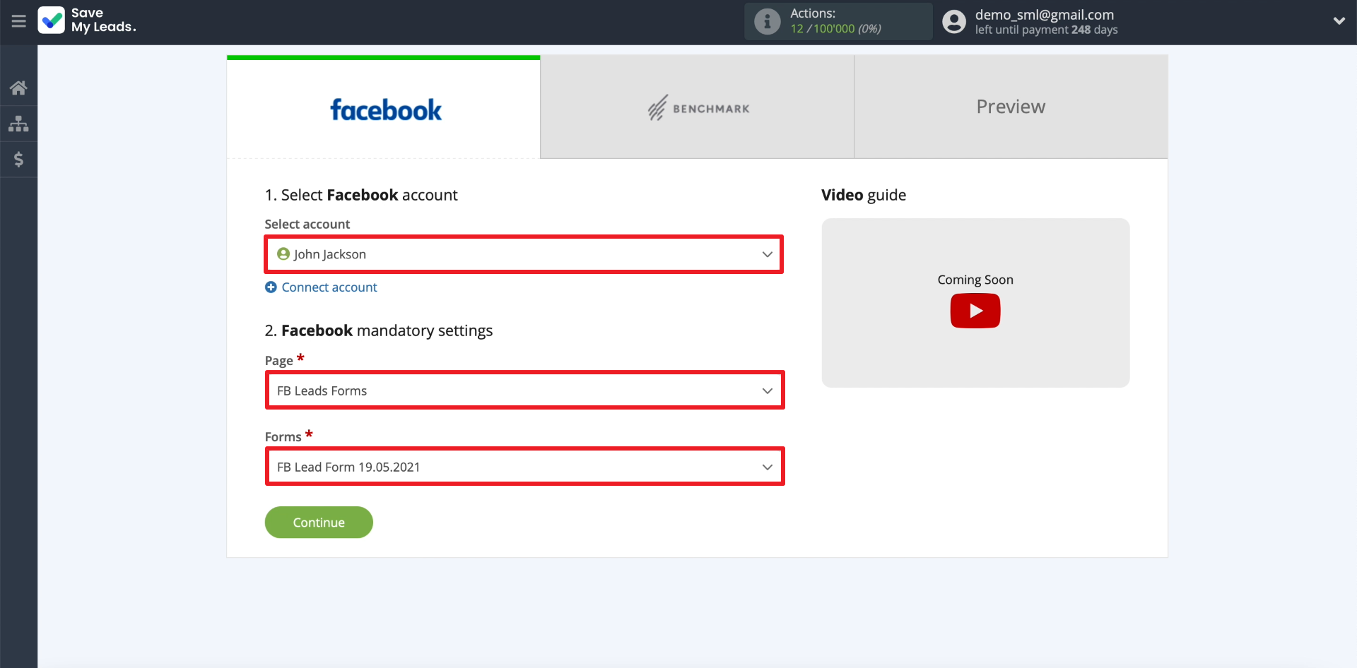 Facebook and Benchmark integration | Setting up leads upload Facebook and Benchmark integration | Setting up leads upload