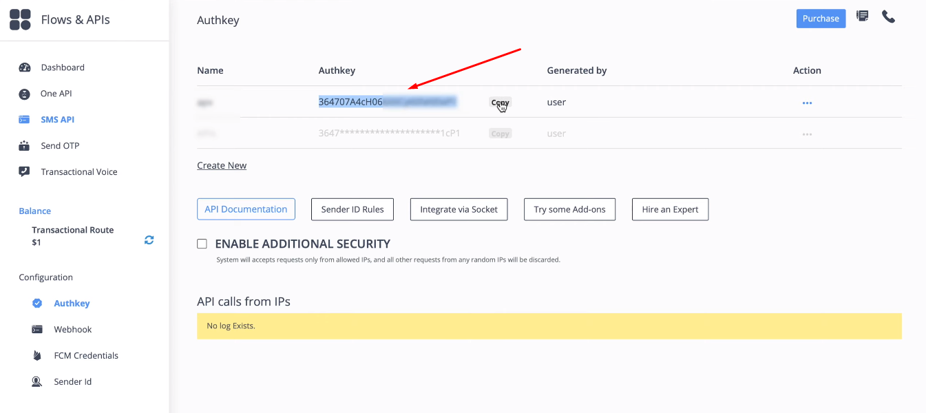 Facebook and MSG91 integration | Go to the SMS API section and copy API key Facebook and MSG91 integration | Go to the SMS API section and copy API key
