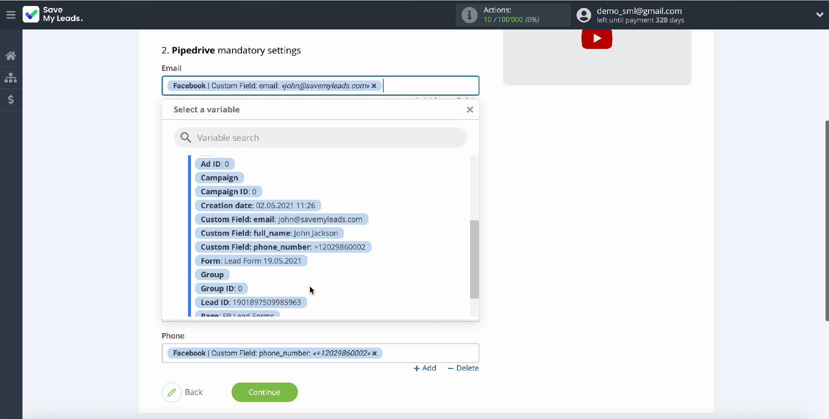 Facebook Leads Ads and Pipedrive CRM integration | Set Variables Facebook Leads Ads and Pipedrive CRM integration | Set Variables
