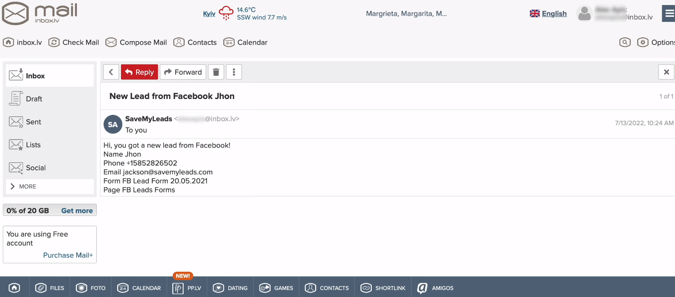 Facebook and INBOX.LV integration | Email in Inbox.lv Facebook and INBOX.LV integration | Email in Inbox.lv
