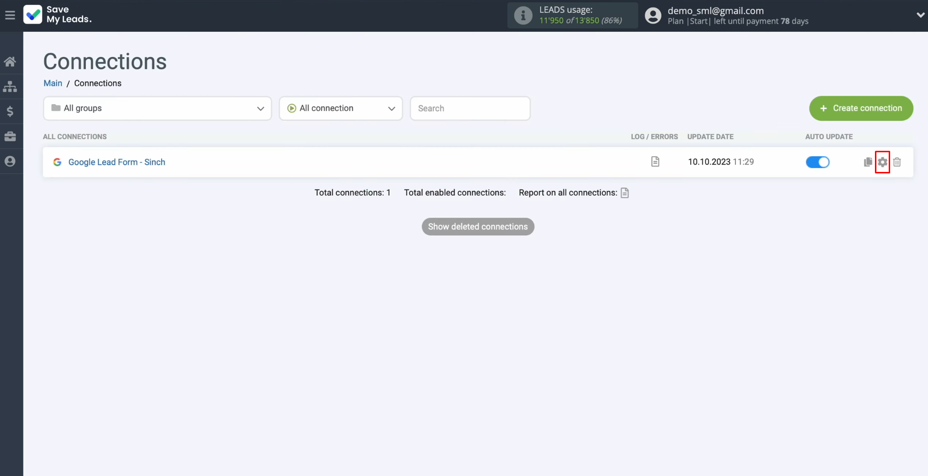 Google Lead Form and Sinch integration | Click on the gear icon Google Lead Form and Sinch integration | Click on the gear icon
