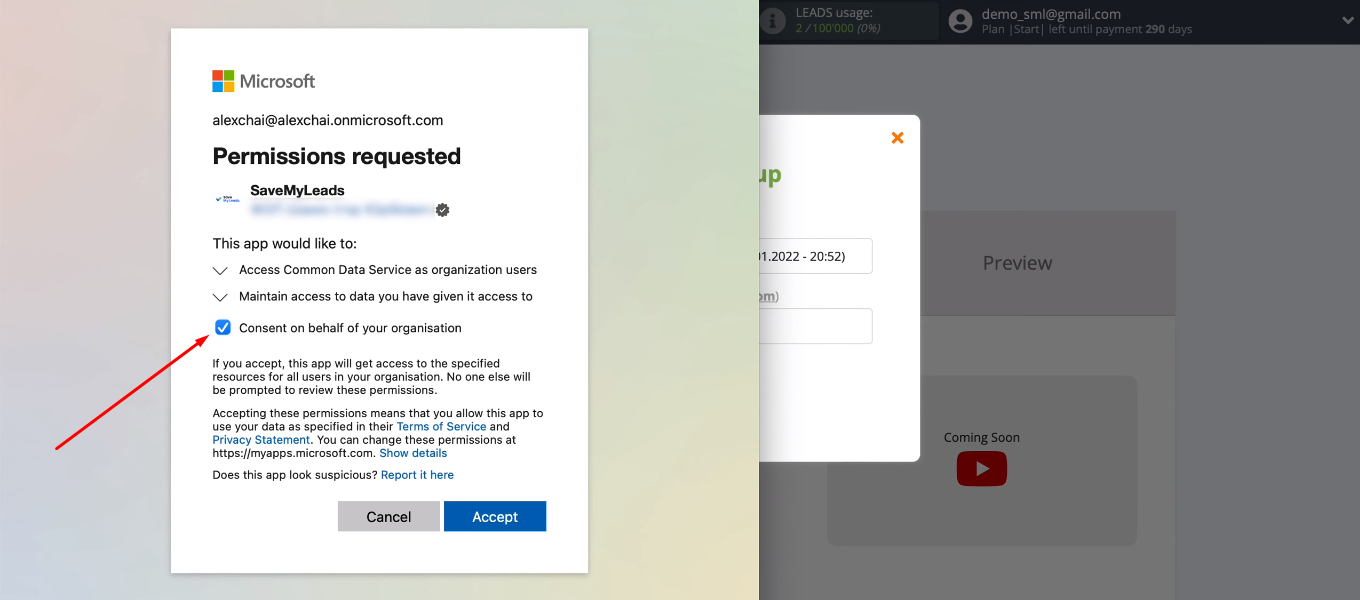 Facebook and Microsoft Dynamics 365 integration | Grant permission Facebook and Microsoft Dynamics 365 integration | Grant permission