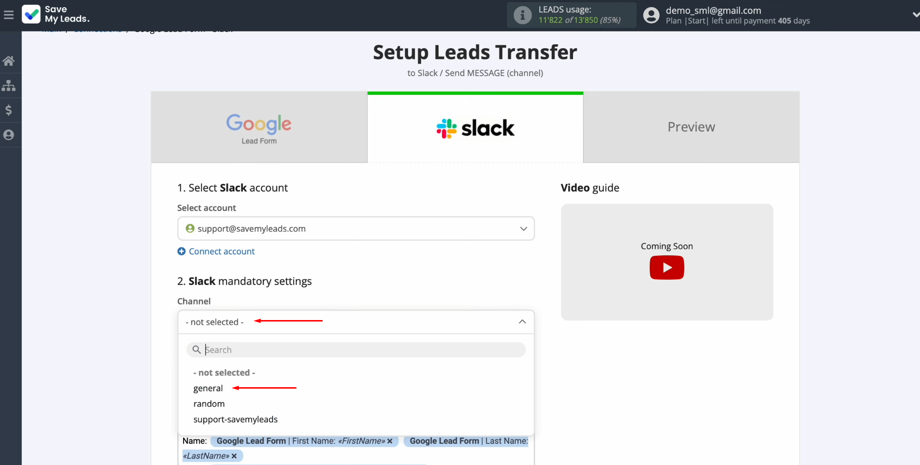 Google Lead Form and Slack integration | Select a channel Google Lead Form and Slack integration | Select a channel