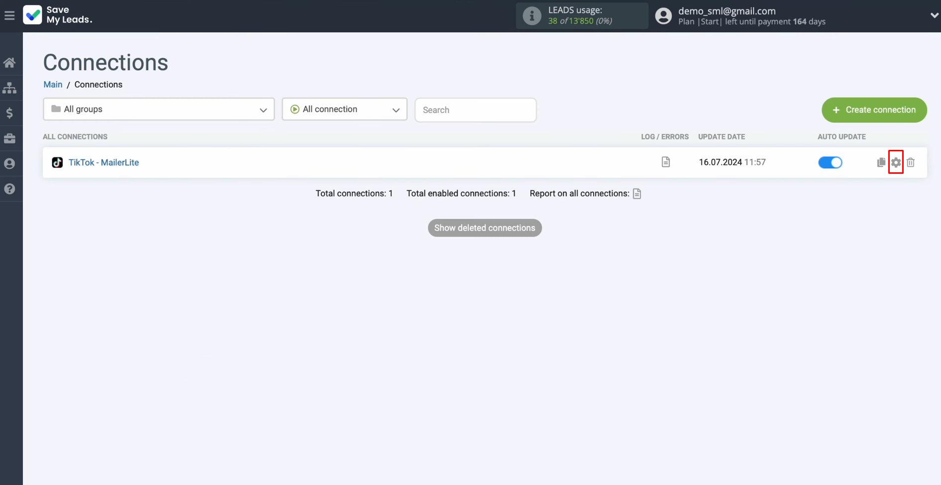 How to connect TikTok to MailerLite | Click the gear icon How to connect TikTok to MailerLite | Click the gear icon