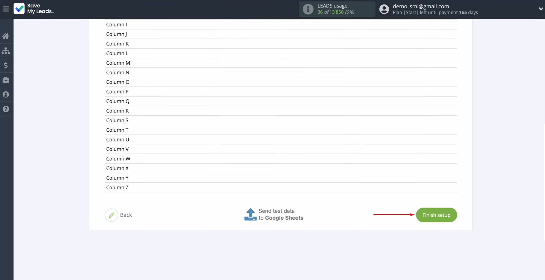 TikTok and Google Sheets integration | Click “Finish setup” to enable auto-update TikTok and Google Sheets integration | Click “Finish setup” to enable auto-update