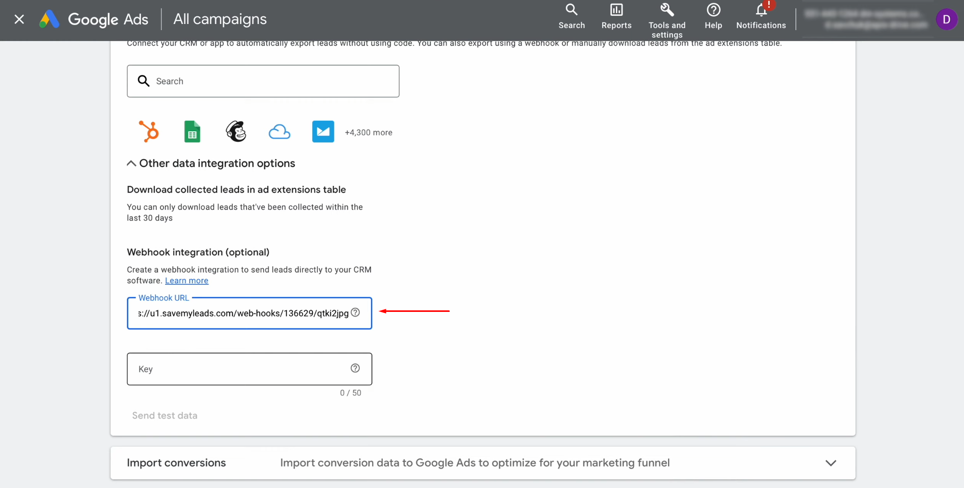 Google Ads Lead Form and Vbout integration | Paste the copied URL into the designated field Google Ads Lead Form and Vbout integration | Paste the copied URL into the designated field
