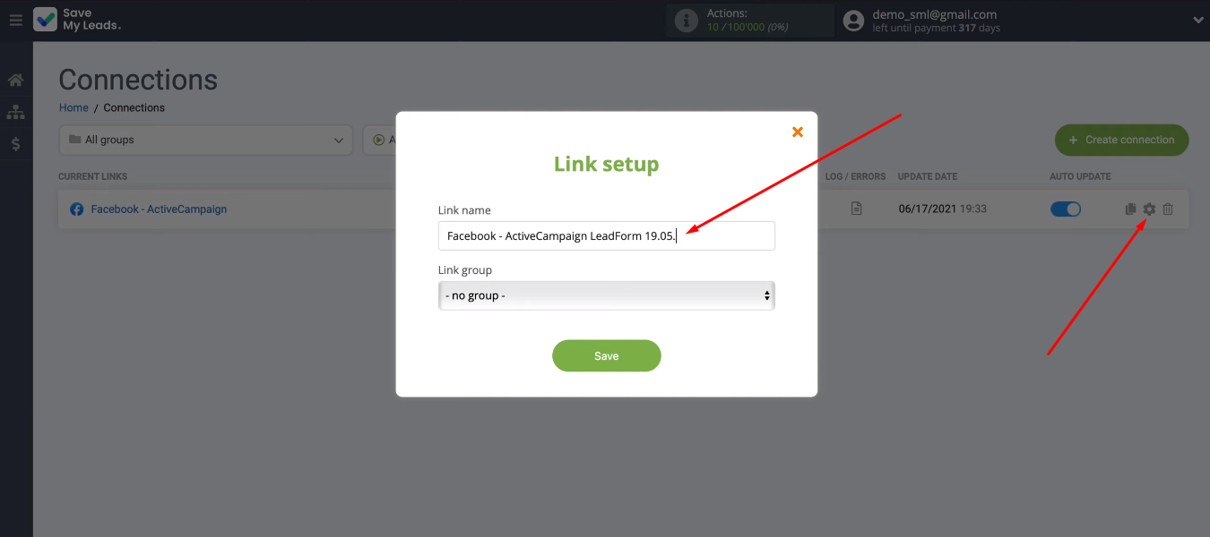 Facebook and ActiveCampaign integration | New connection name Facebook and ActiveCampaign integration | New connection name