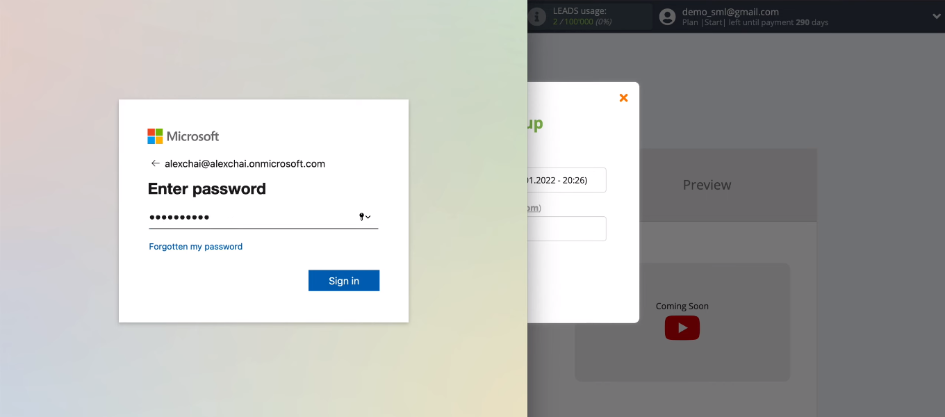 Facebook and Microsoft Dynamics 365 integration | Enter the password Facebook and Microsoft Dynamics 365 integration | Enter the password