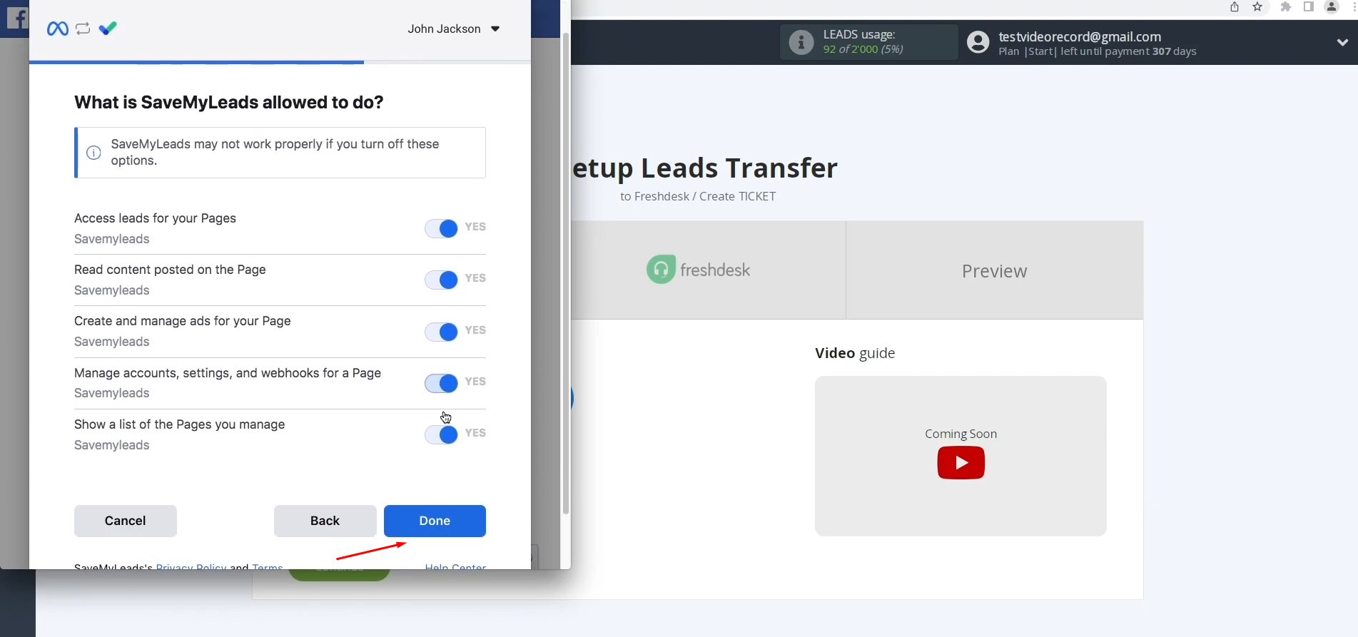 Facebook Lead Ads and Freshdesk integration | Leave all access check boxes enabled Facebook Lead Ads and Freshdesk integration | Leave all access check boxes enabled