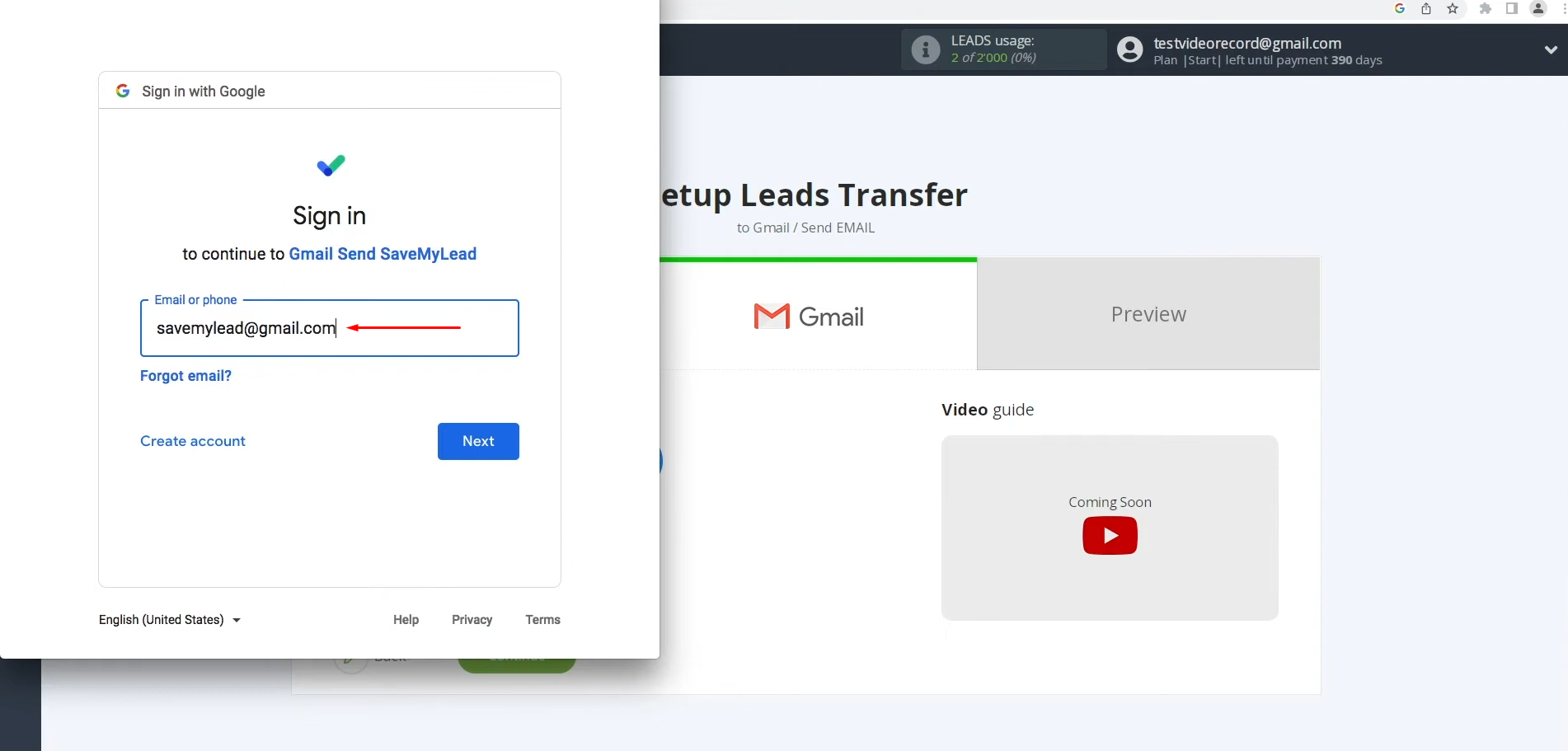 Google Lead Form and Gmail integration | Enter the login for your Gmail account Google Lead Form and Gmail integration | Enter the login for your Gmail account