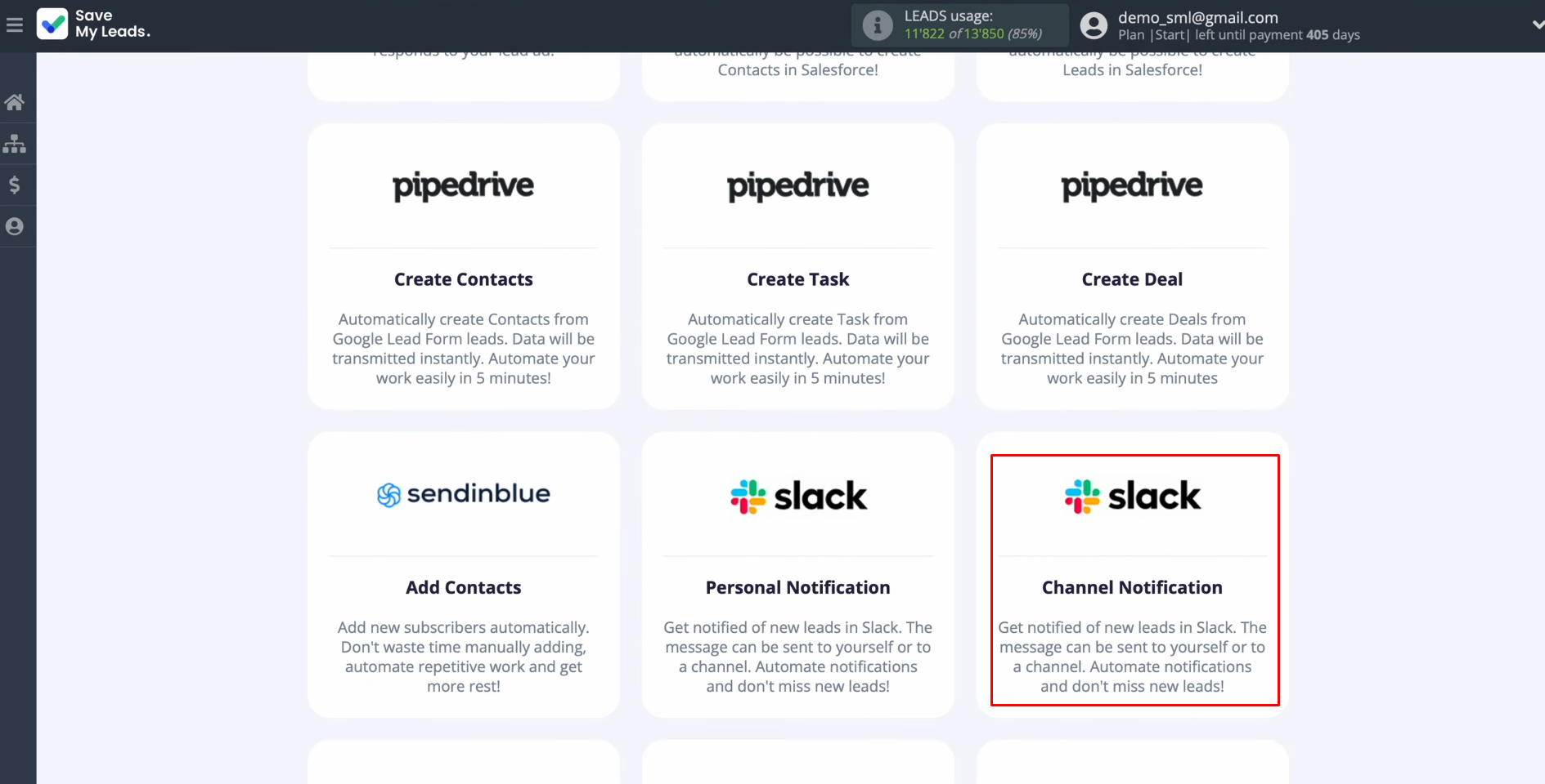 Google Lead Form and Slack integration | Choose Slack (Channel notification) Google Lead Form and Slack integration | Choose Slack (Channel notification)