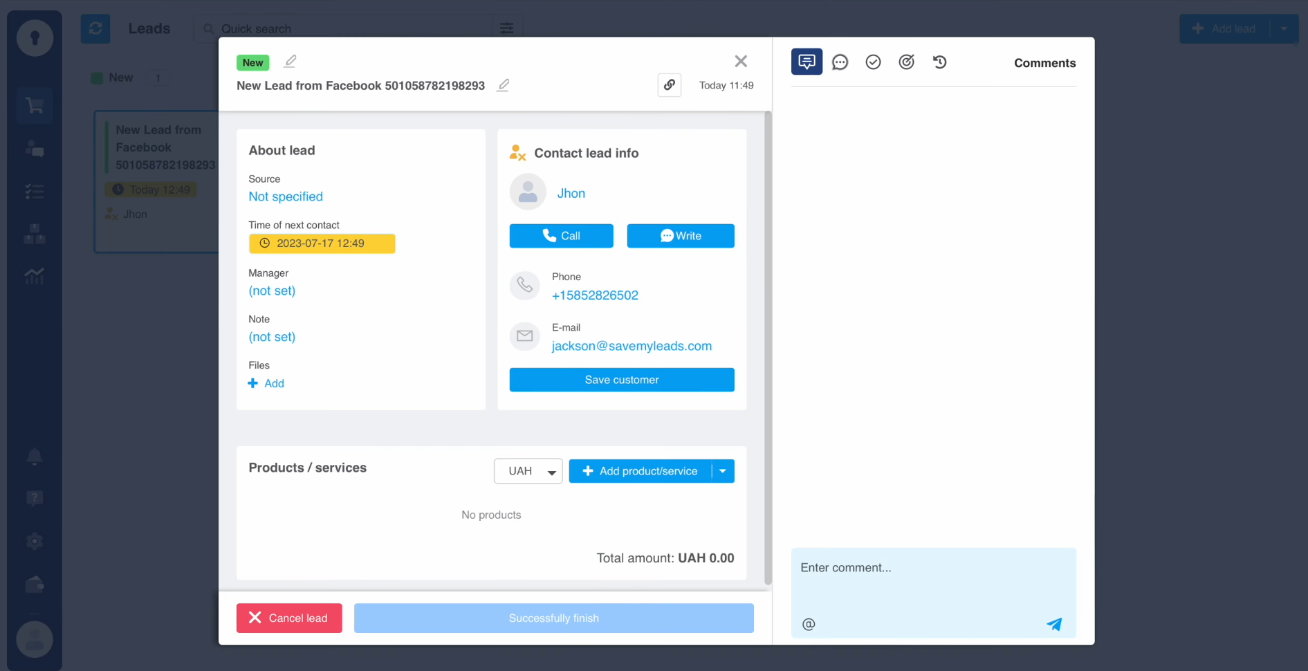 Facebook and KeyCRM integration | Go to KeyCRM and check the result Facebook and KeyCRM integration | Go to KeyCRM and check the result
