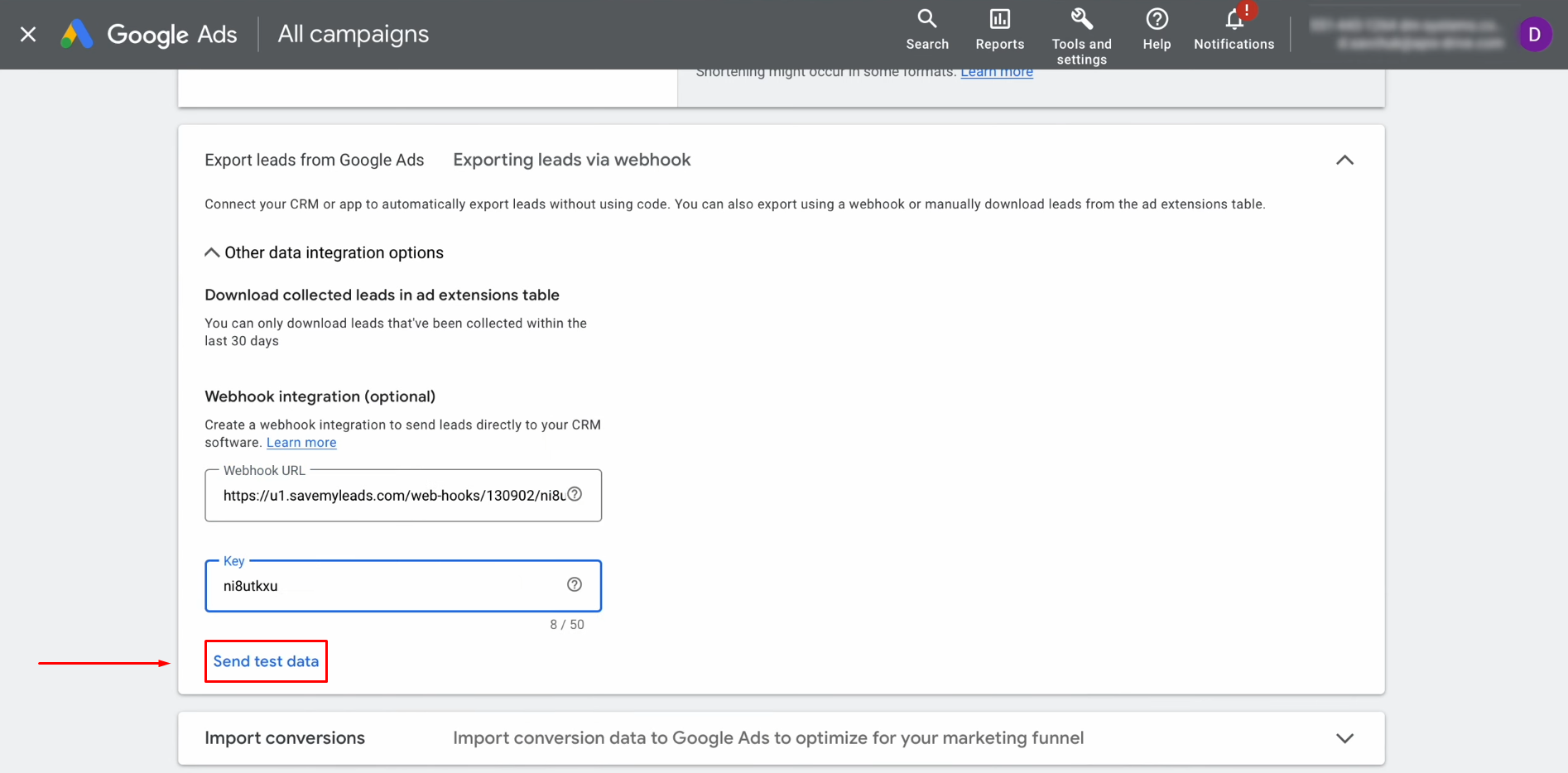 Google Ads Lead Form and Pipedrive integration | Click "Send test data" Google Ads Lead Form and Pipedrive integration | Click "Send test data"