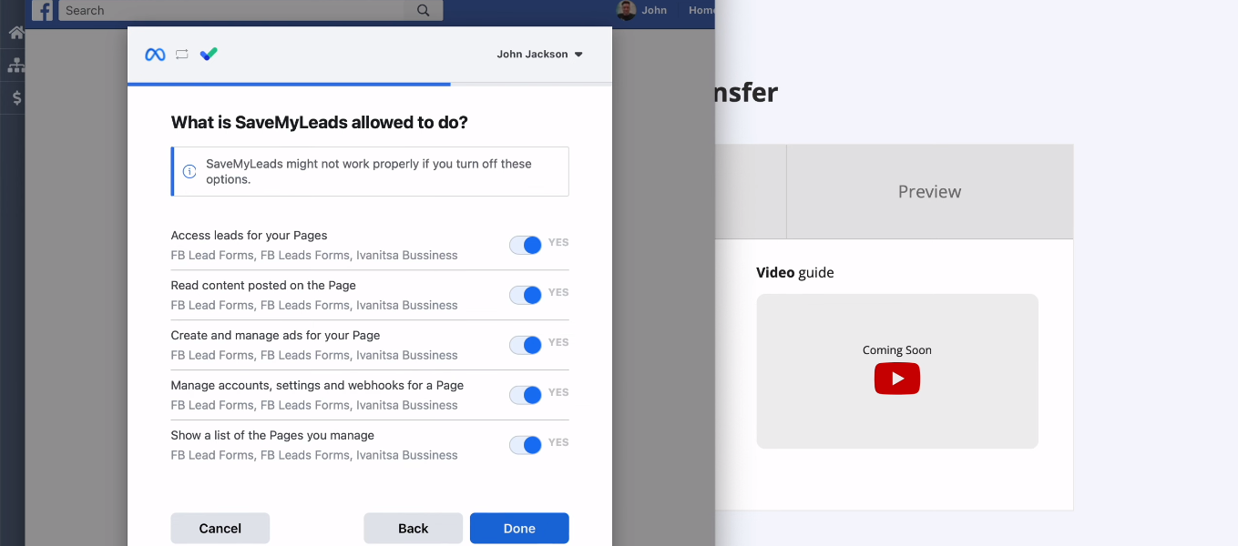 Facebook and Amazon WorkMail integration | Make sure all access checkboxes are enabled Facebook and Amazon WorkMail integration | Make sure all access checkboxes are enabled