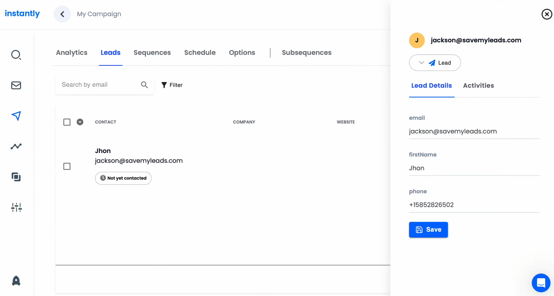 Facebook and Instantly integration | Result of connecting Facebook and Instantly integration | Result of connecting