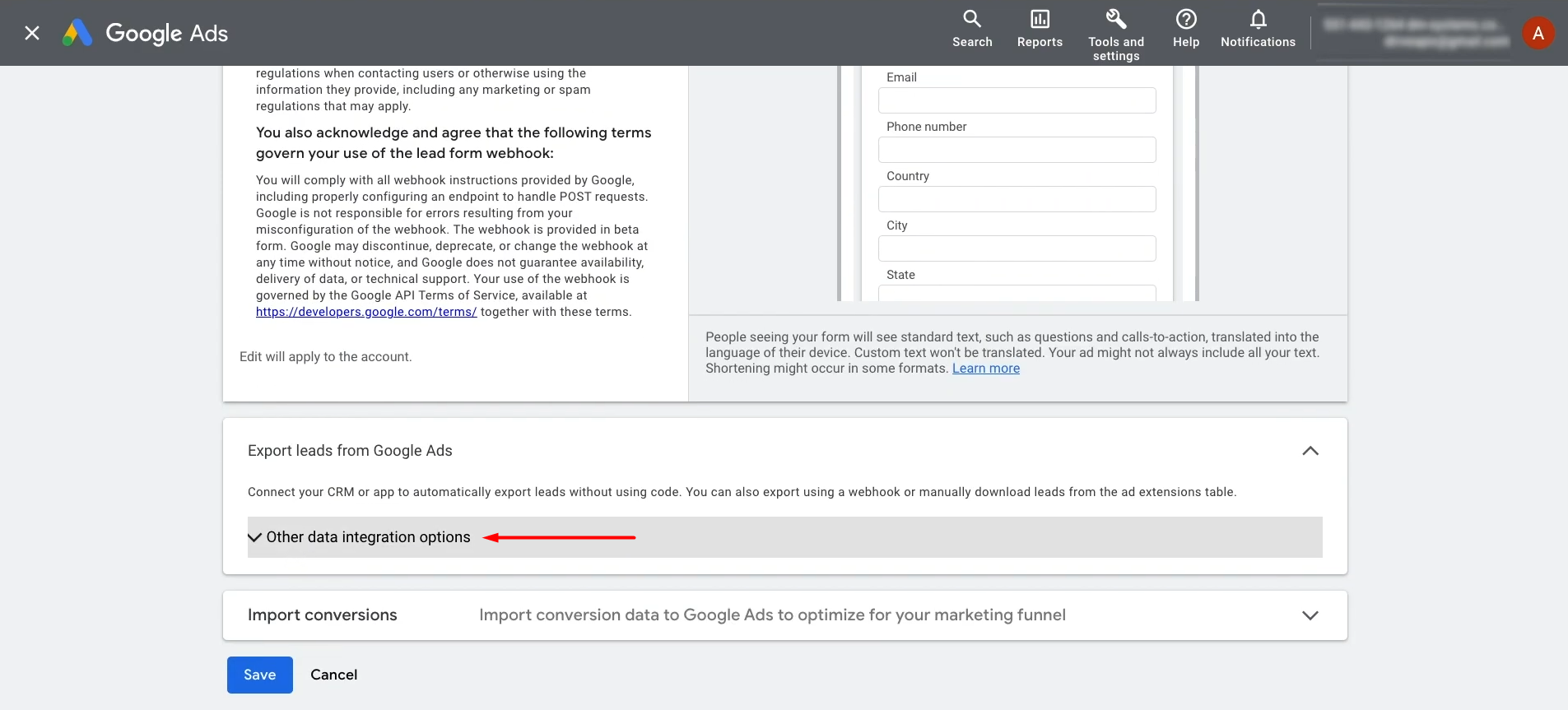 Google Lead Form and Mailchimp integration | Find the section "Other Data Integration Options" Google Lead Form and Mailchimp integration | Find the section "Other Data Integration Options"
