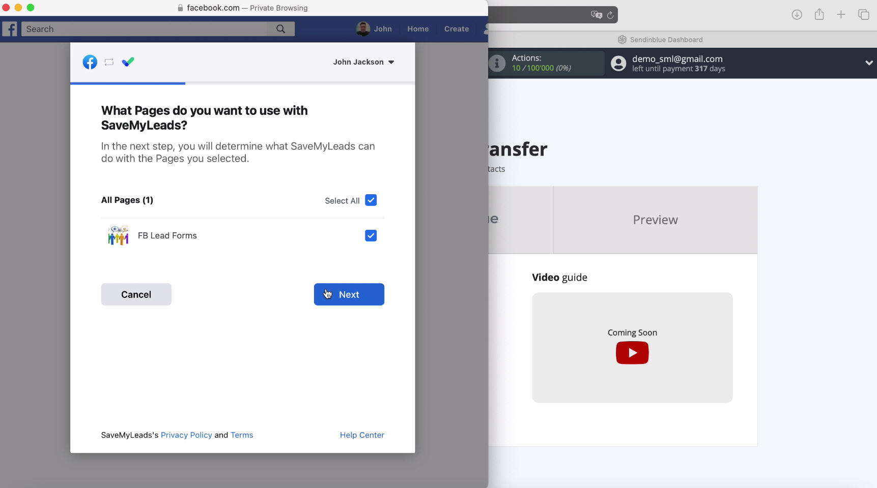 Facebook and Sendinblue integration | Check the for all pages Facebook and Sendinblue integration | Check the for all pages