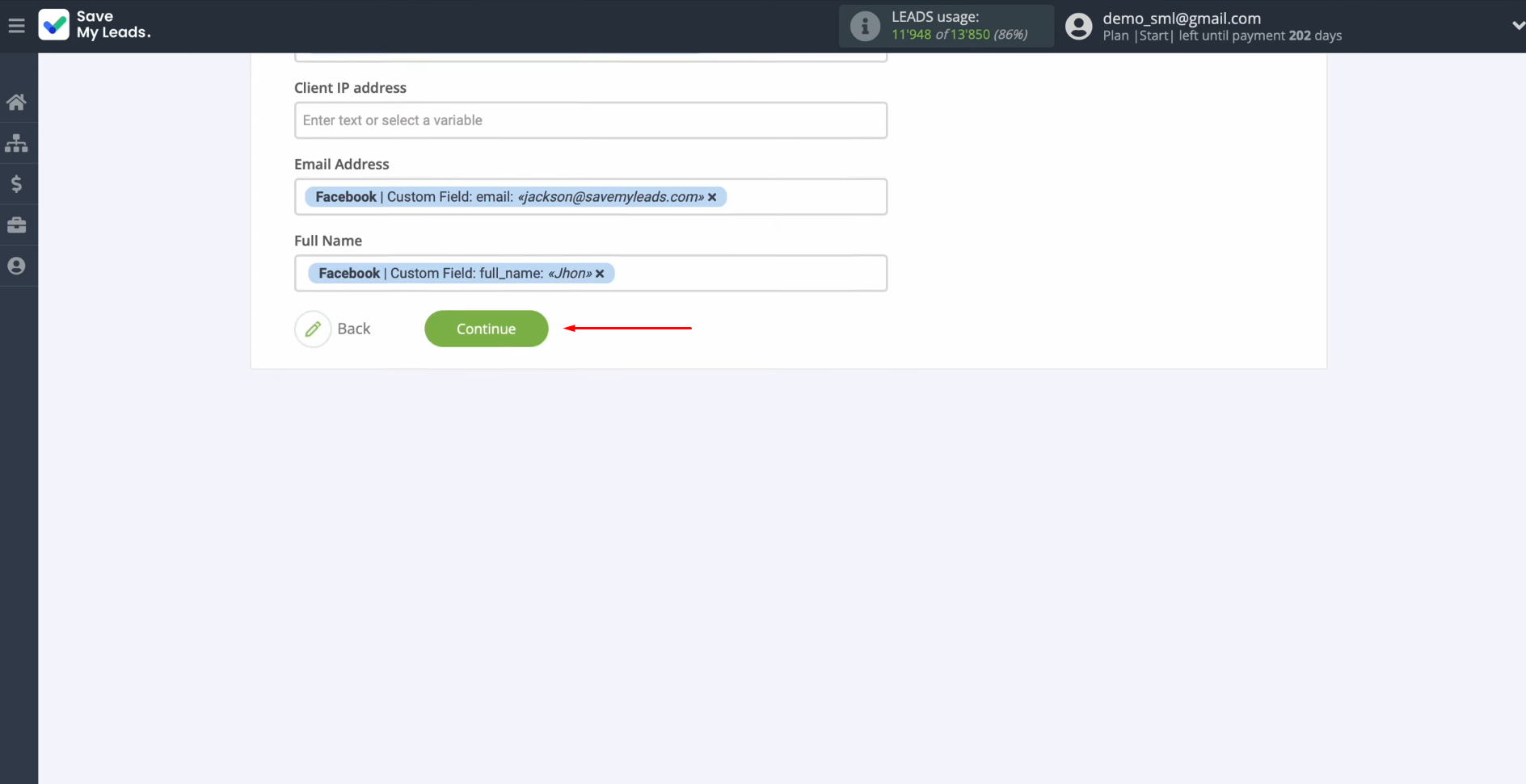 Facebook and Vbout integration | Click “Continue” Facebook and Vbout integration | Click “Continue”