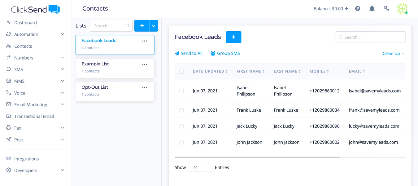 Facebook and ClickSend integration | ClickSend contacts Facebook and ClickSend integration | ClickSend contacts