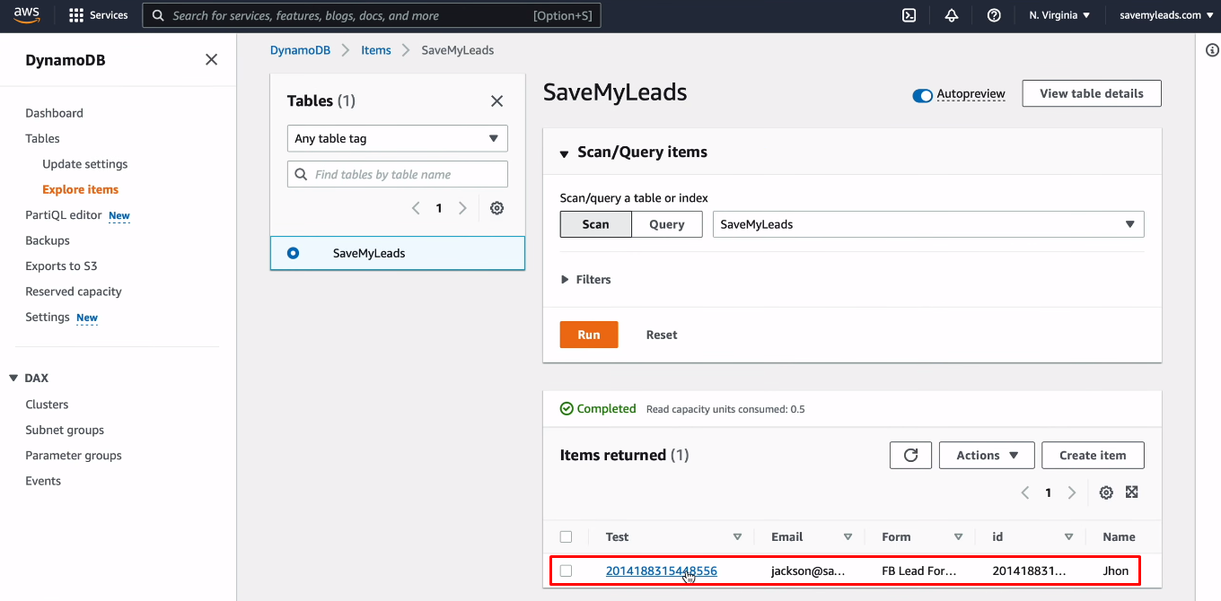 Facebook and Amazon DynamoDB integration | The test item Facebook and Amazon DynamoDB integration | The test item
