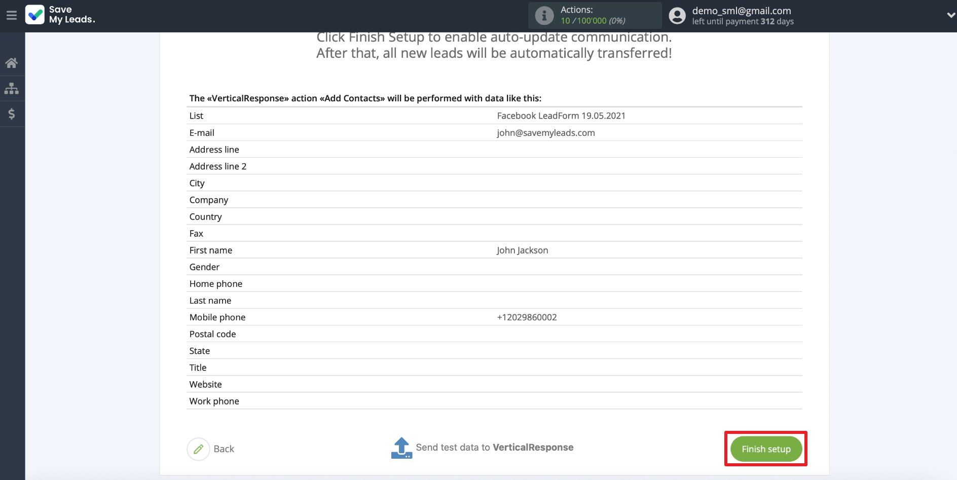 How to set up the upload of new leads from your Facebook ad account to your VerticalResponse email list | Ending the setup How to set up the upload of new leads from your Facebook ad account to your VerticalResponse email list | Ending the setup