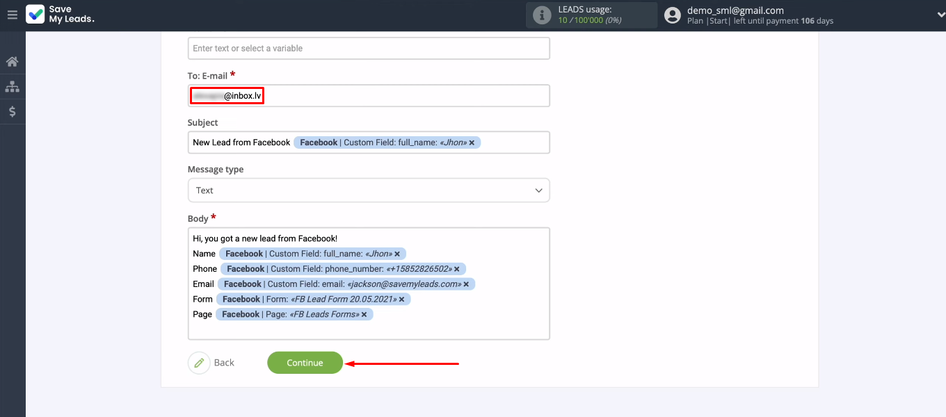 Facebook and INBOX.LV integration | Enter mailbox manually Facebook and INBOX.LV integration | Enter mailbox manually