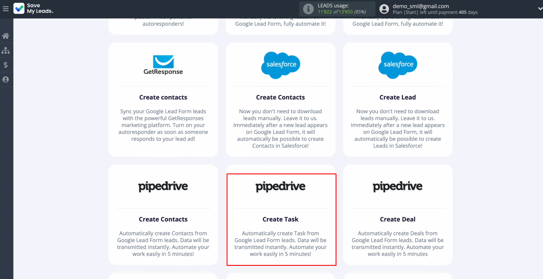 Google Ads Lead Form and Pipedrive integration | Select Pipedrive (Create Task) Google Ads Lead Form and Pipedrive integration | Select Pipedrive (Create Task)