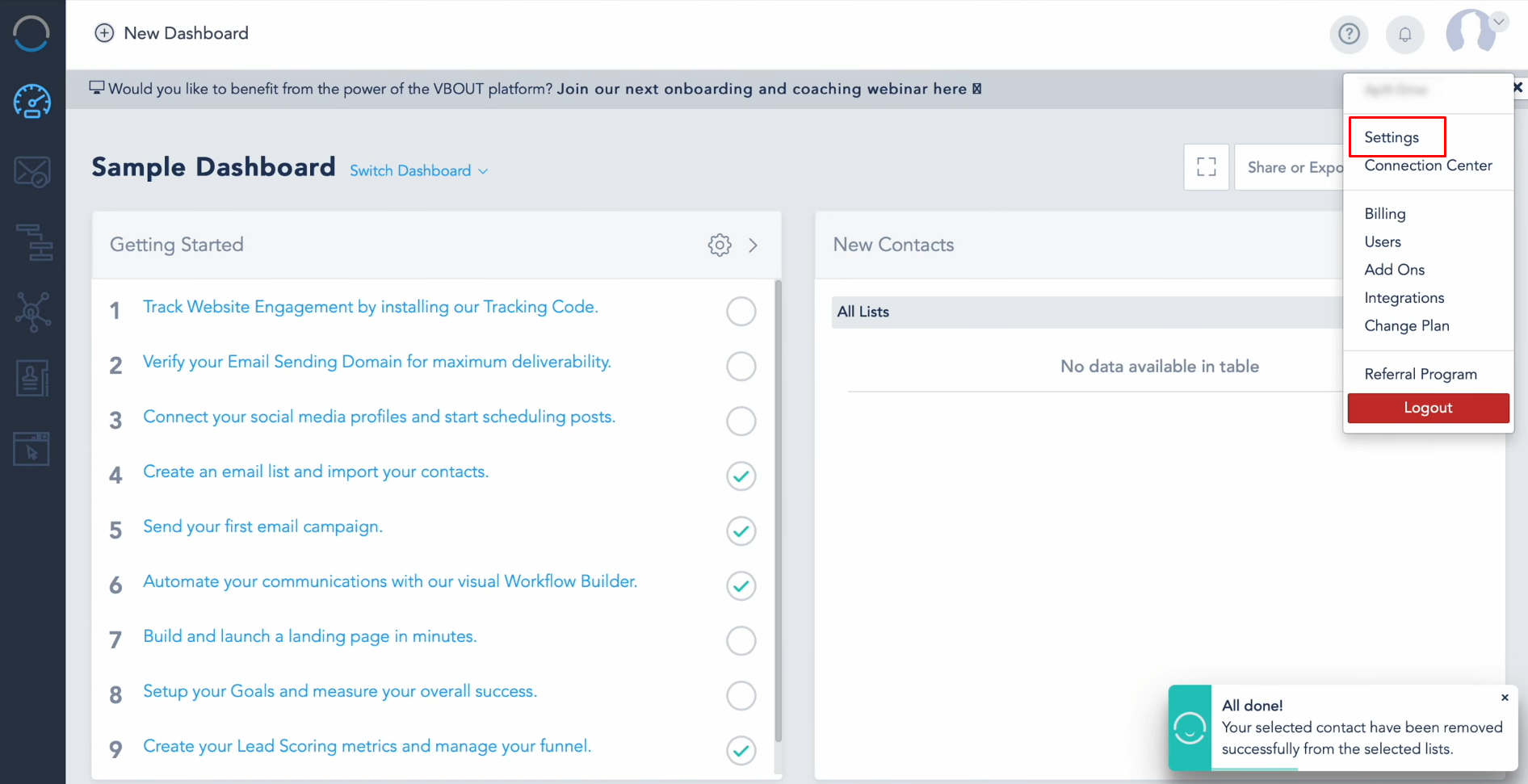 Google Ads Lead Form and Vbout integration | Go to the Settings section in your Vbout account Google Ads Lead Form and Vbout integration | Go to the Settings section in your Vbout account