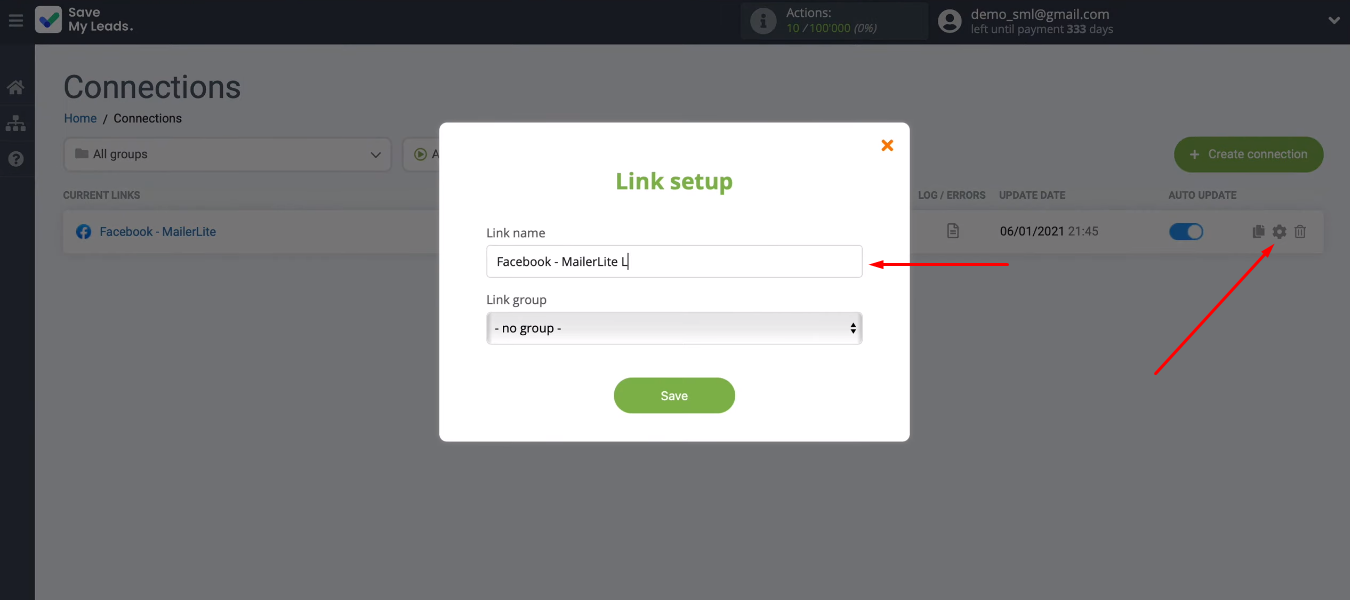 Facebook and MailerLite integration | Link setup Facebook and MailerLite integration | Link setup