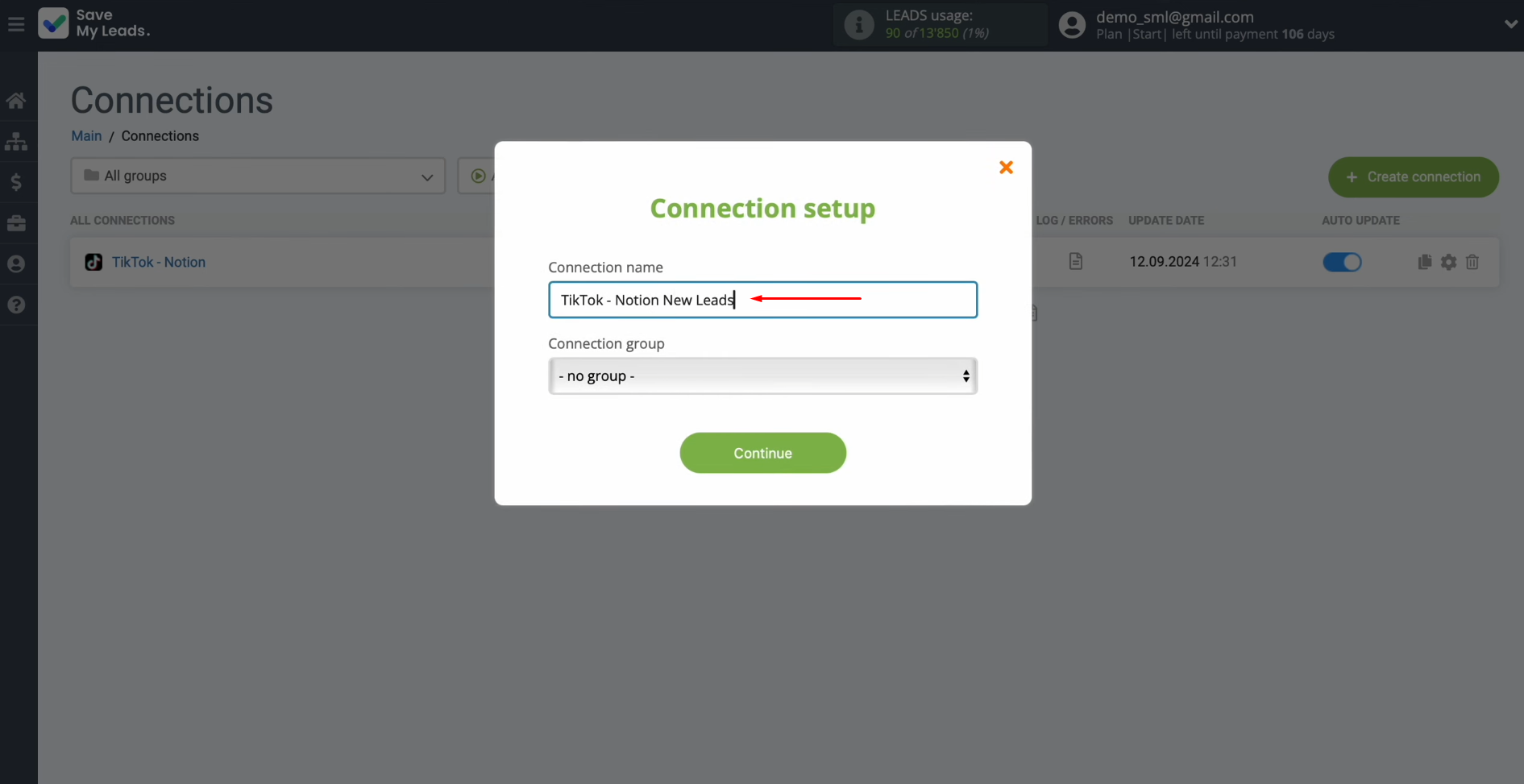 How to connect TikTok to Notion | Modify the connection name or assign it to a group How to connect TikTok to Notion | Modify the connection name or assign it to a group
