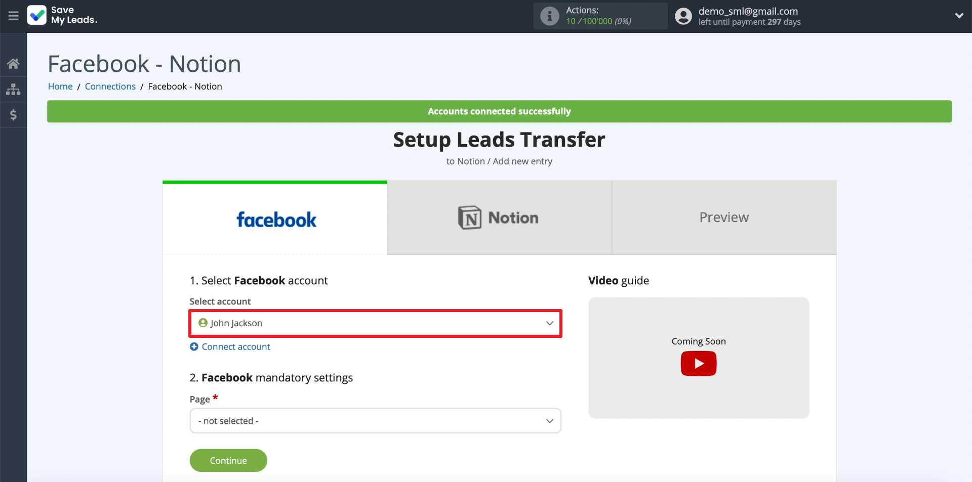 How to set up the upload of new leads from your Facebook ad account to Notion | Selecting our Facebook ad account How to set up the upload of new leads from your Facebook ad account to Notion | Selecting our Facebook ad account