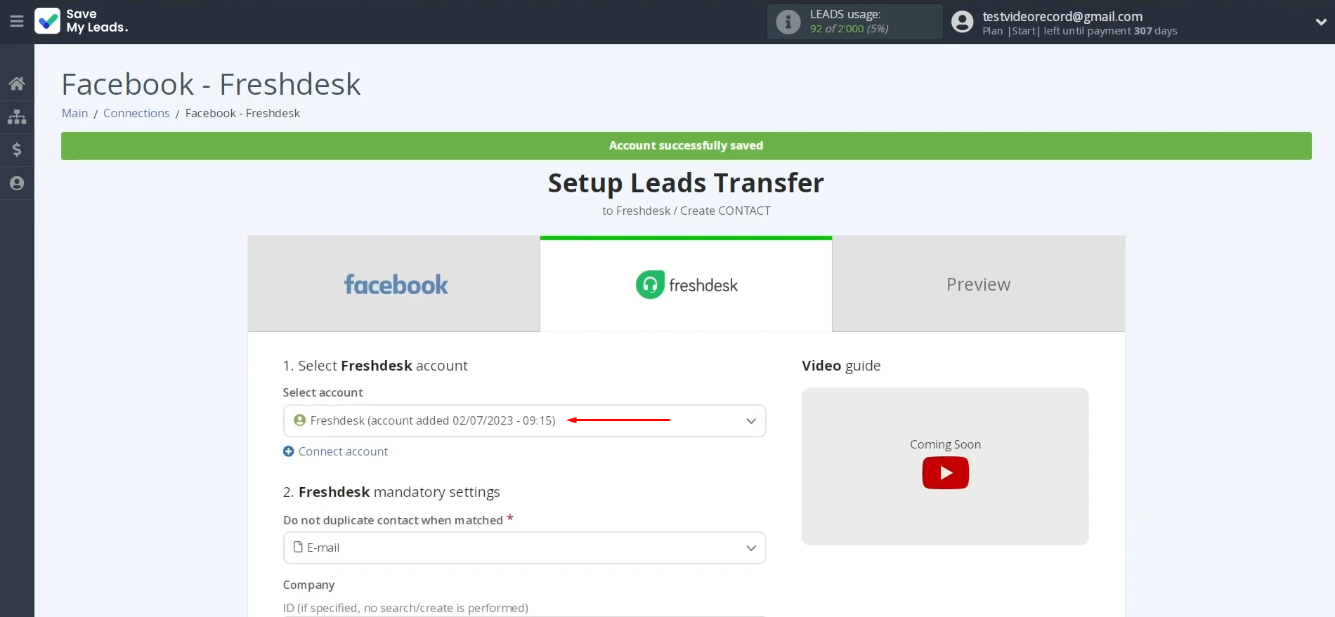 Facebook and Freshdesk integration | Select the created login Facebook and Freshdesk integration | Select the created login
