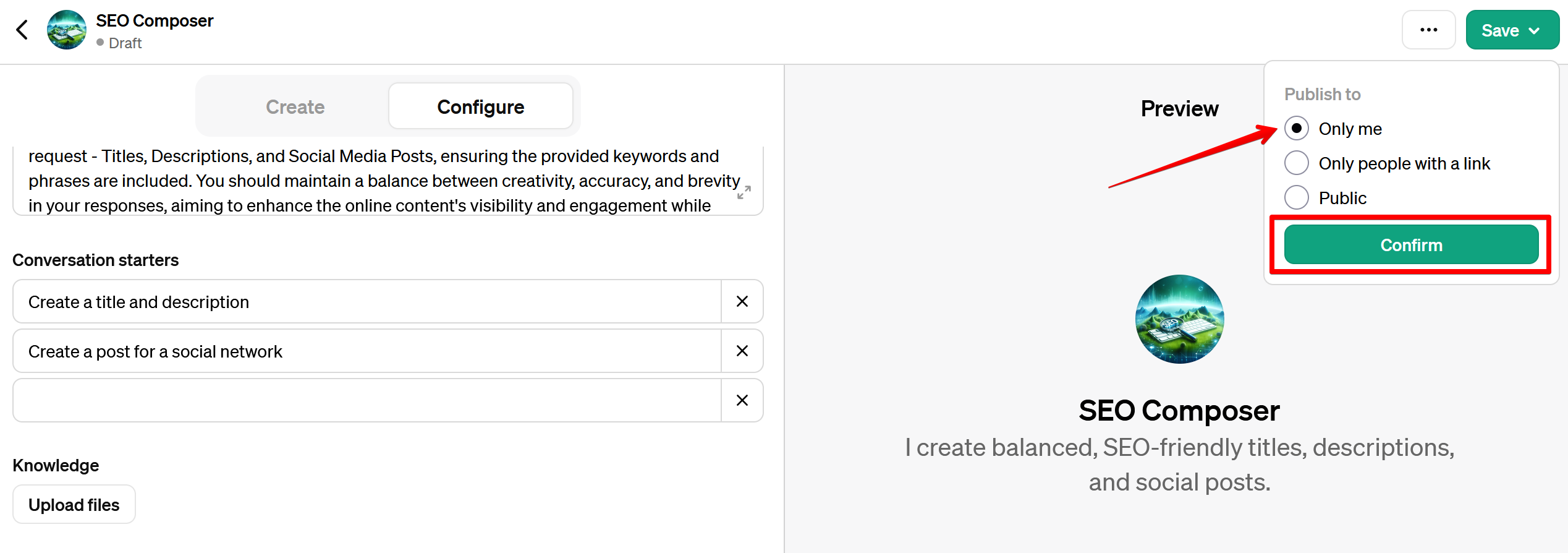 Creating Custom GPTs | Save GPT<br> Creating Custom GPTs | Save GPT<br>