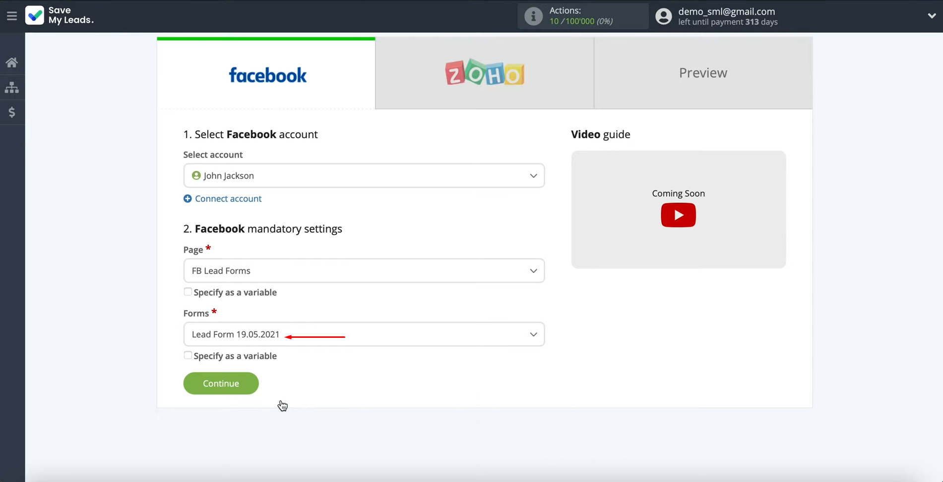 Facebook Lead Ads and Zoho CRM integration | Specify the forms Facebook Lead Ads and Zoho CRM integration | Specify the forms