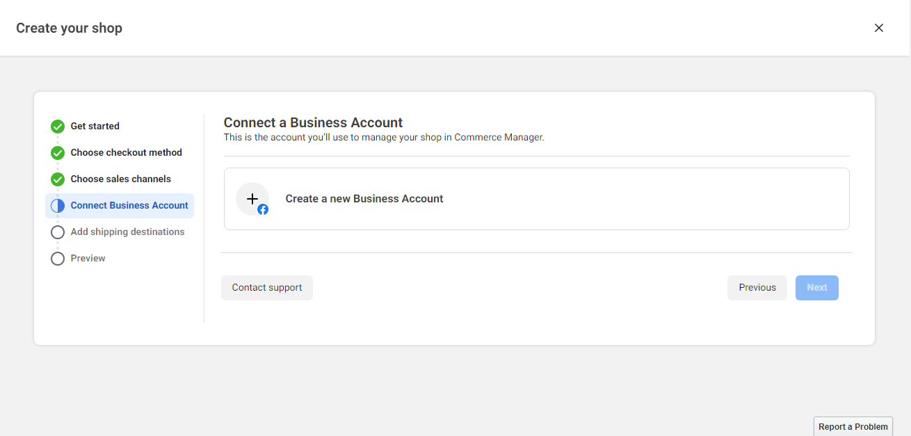 Create a new business account Create a new business account