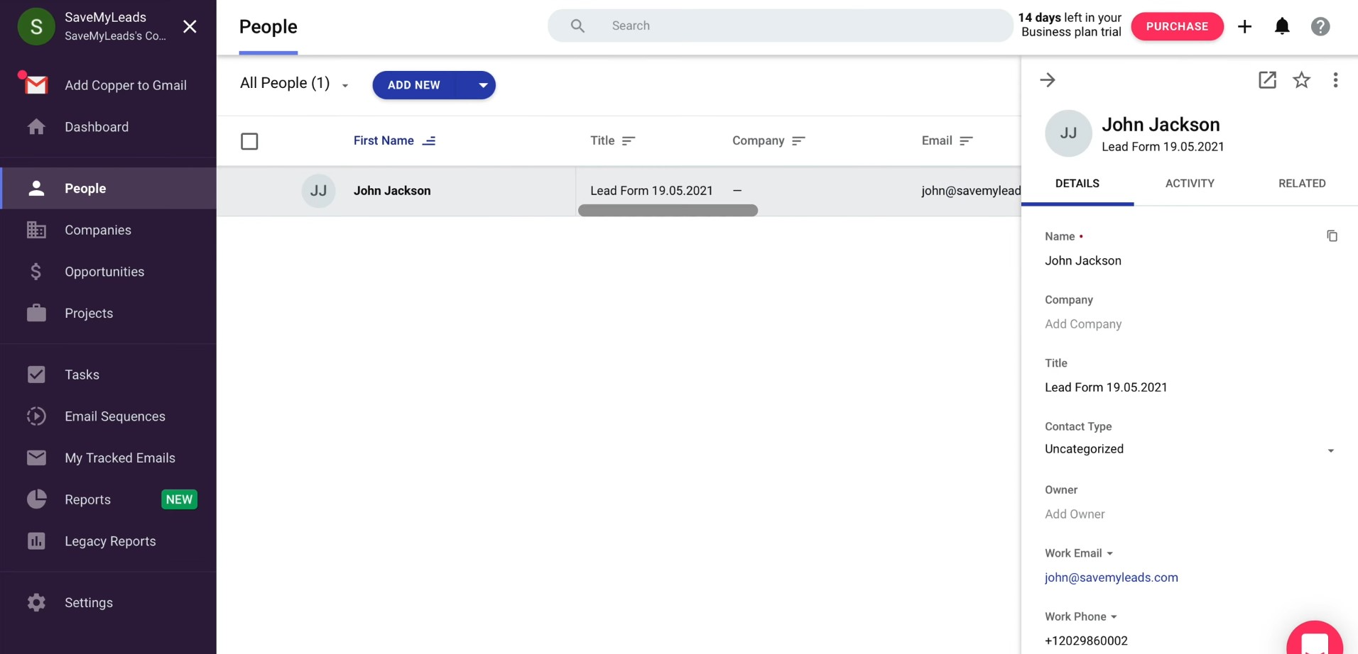Facebook and Copper integration | Go to Copper and check the result Facebook and Copper integration | Go to Copper and check the result