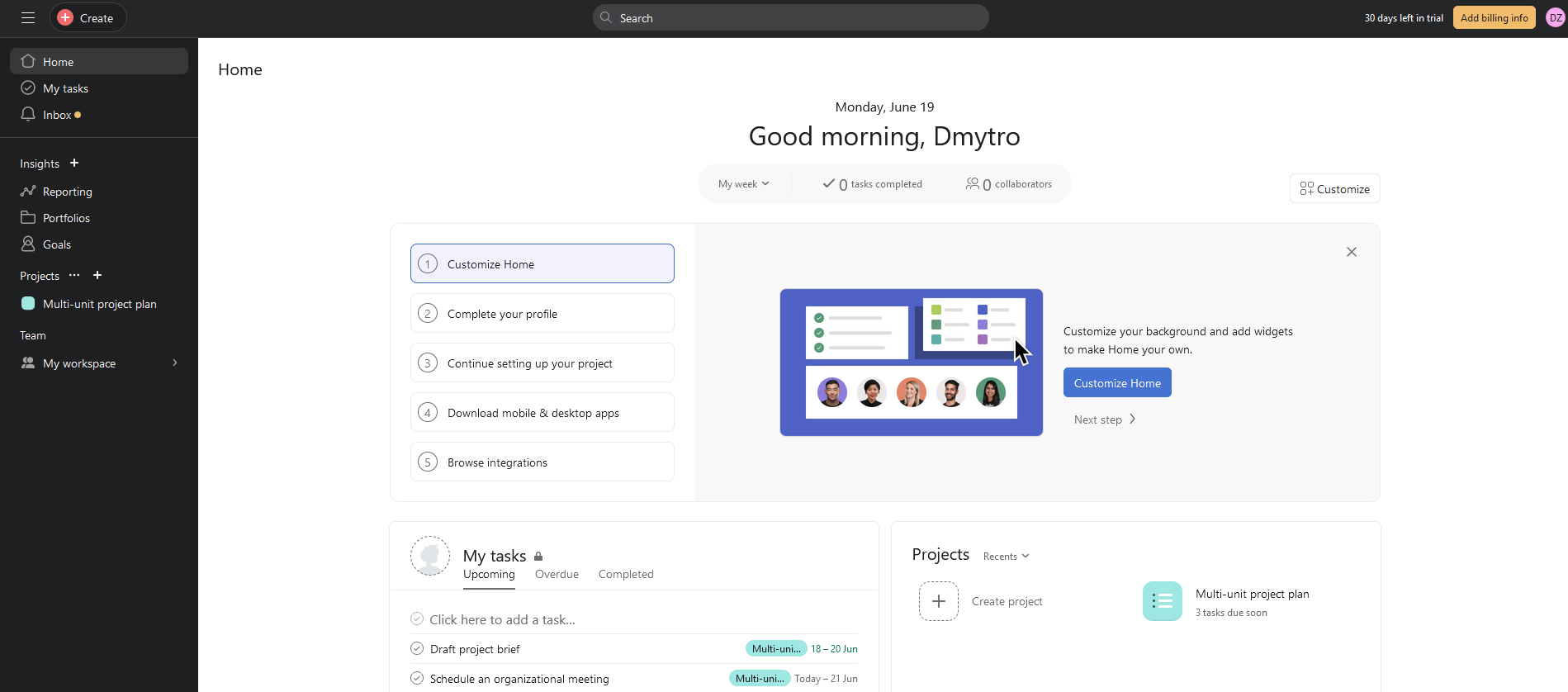 Asana vs Trello | Asana's interface Asana vs Trello | Asana's interface
