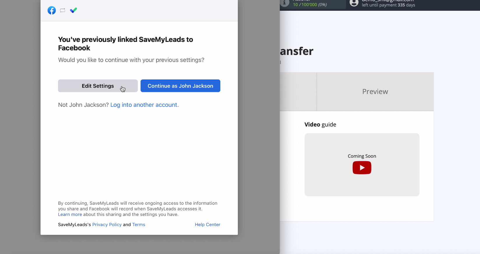 Facebook Lead Ads + Gmail Integration | Click Edit Settings Facebook Lead Ads + Gmail Integration | Click Edit Settings