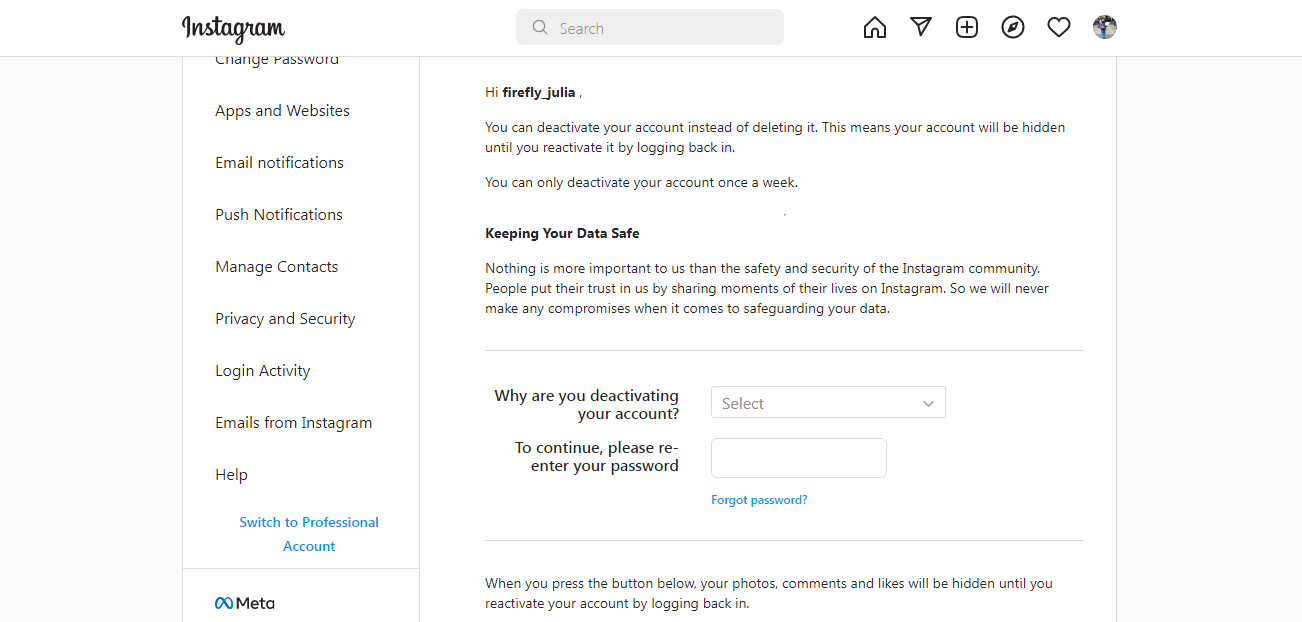 How to delete Instagram account | Enter the reason How to delete Instagram account | Enter the reason